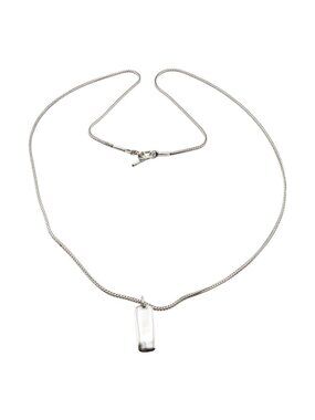 Vintage Sterling Silver Foxtail Chain Dog Tag Necklace 32 Inches Toggle Clasp